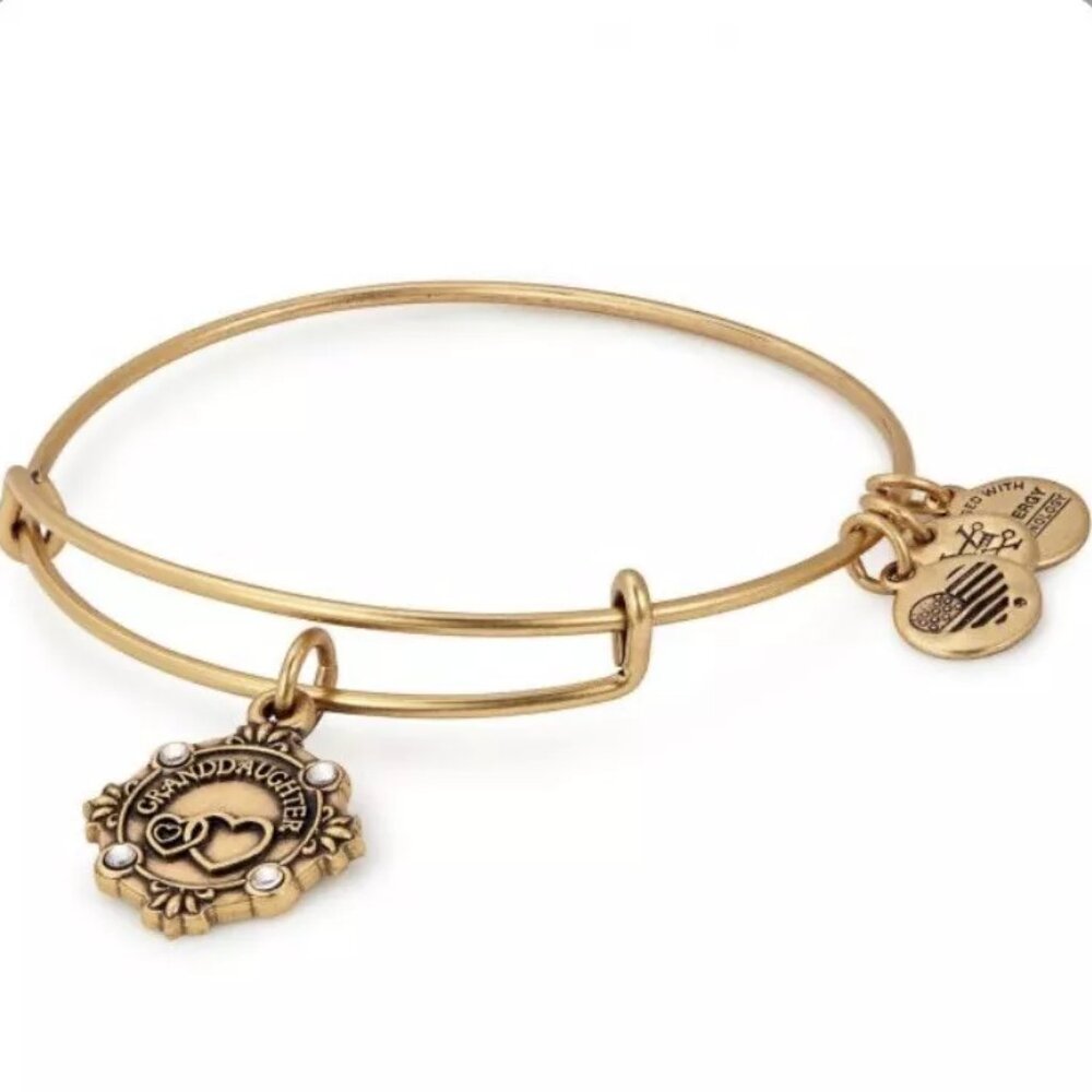 NWT Alex and Ani Because I Love You Granddaughter Bangle Gold Finish